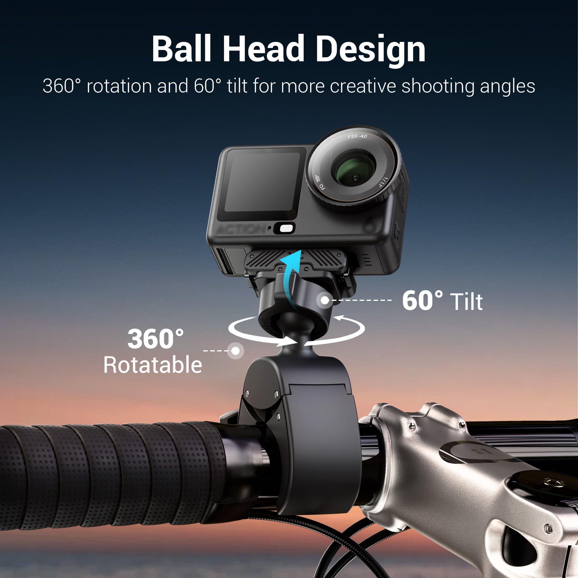 JJC Osmo Action 6 Nano Halterung Fahrrad Lenker,Magnetische Halterung Klemme Motorrad für DJI Osmo Nano & Action 6,Schnellverschluss Magnethalterung Kugelkopf Adapter Action6 Osmonano Halter Zubehör - 2