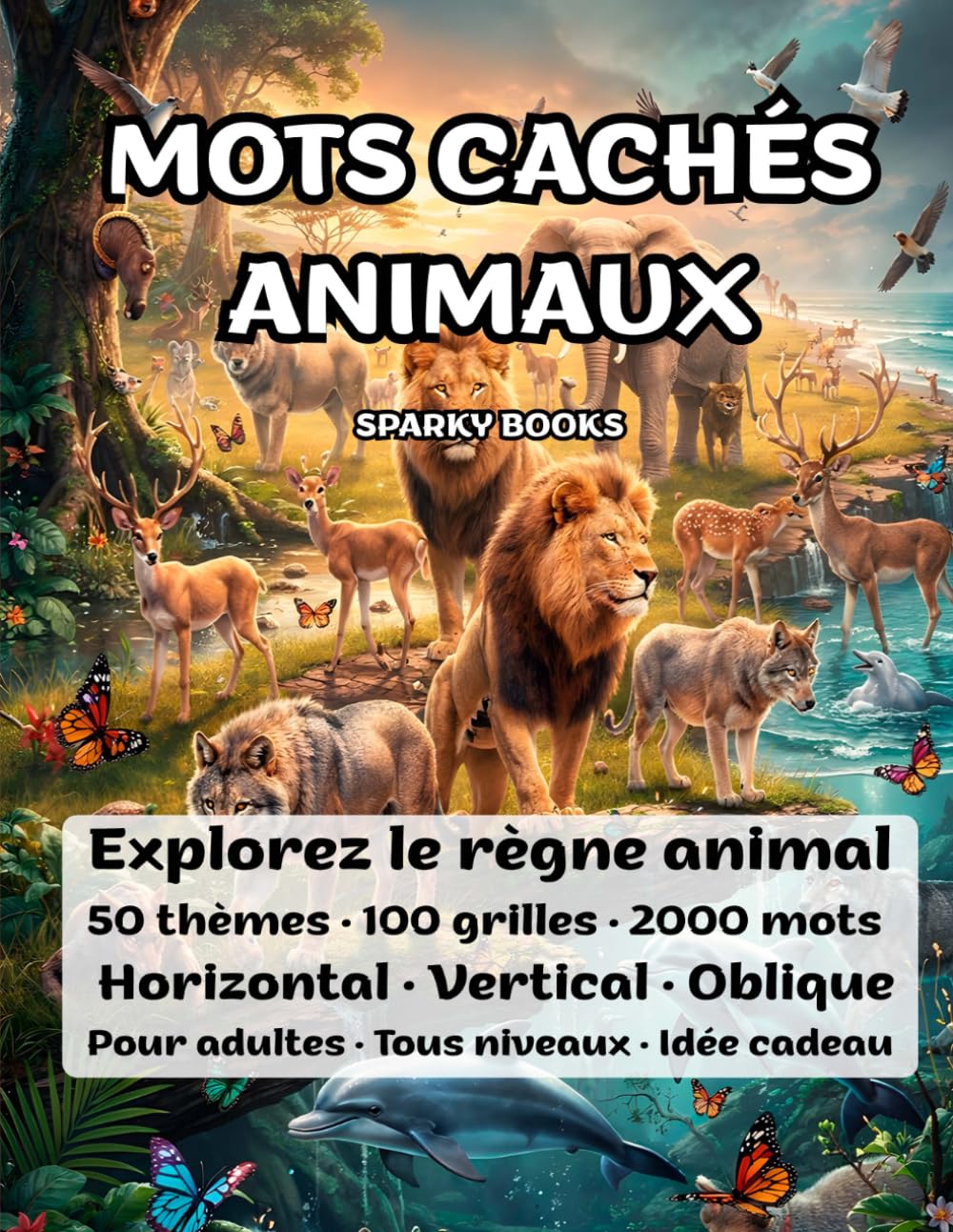 Mots Cachés Animaux: 100 grilles · 50 thèmes · 2000 mots