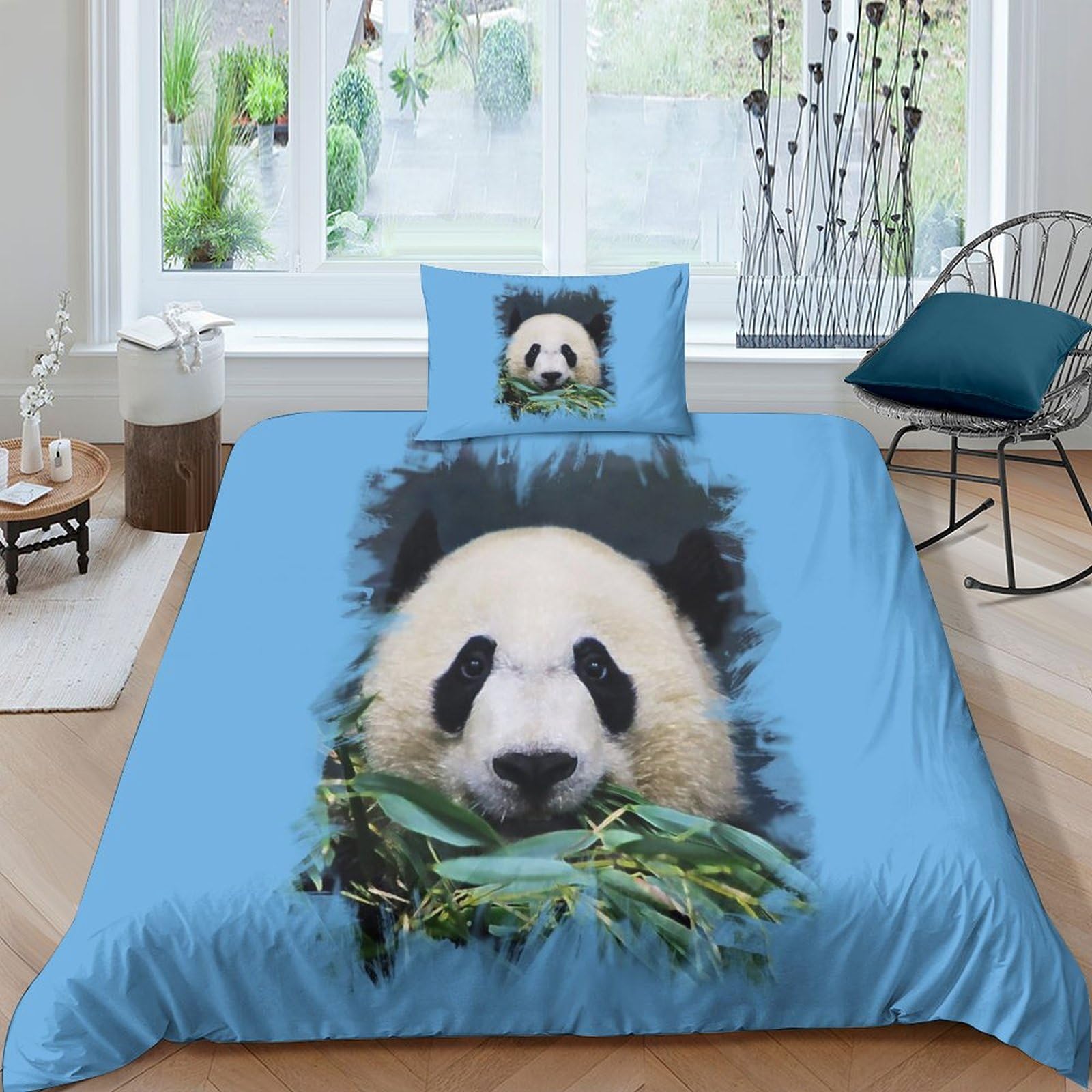 Housses de couettes panda chinois 3D parure lit simple 135x200
