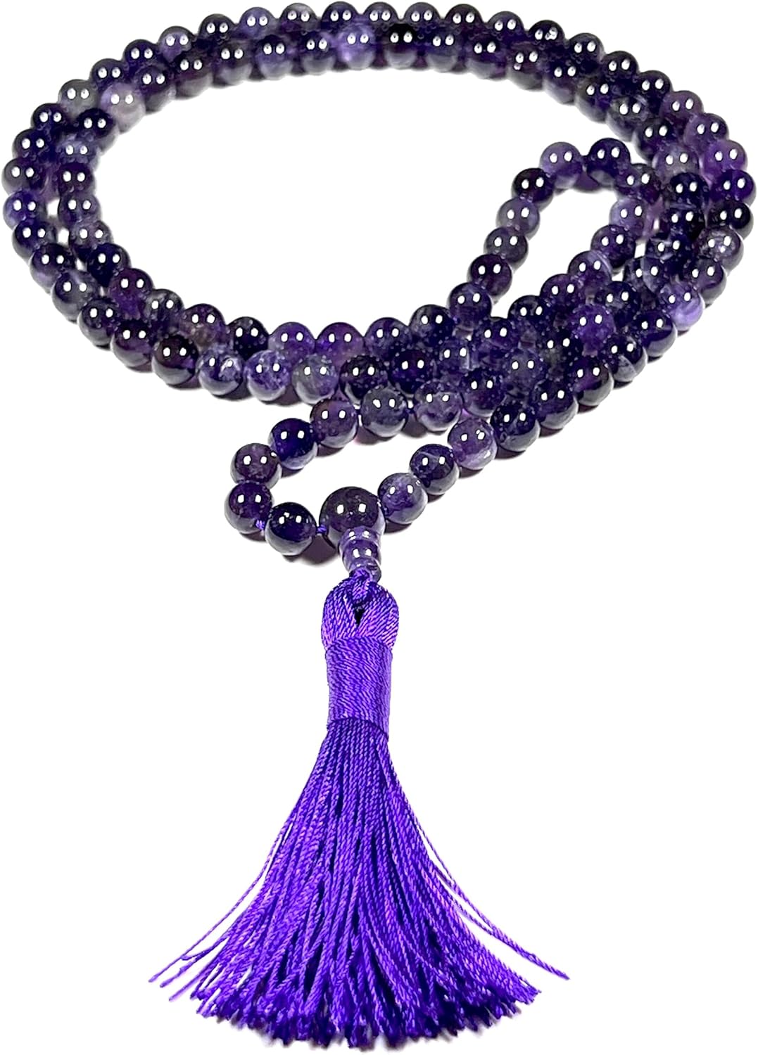 Handmade Amethyst Mala Beads Necklace - 8mm 108 Beads - Pisces Birthstone - Crown Chakra - Image 7