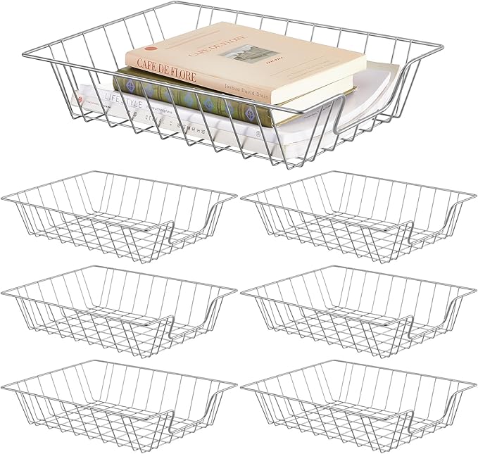 Amazon.com: Yeaqee 6 Pcs Letter Tray Wire Paper Trays Stackable File ...