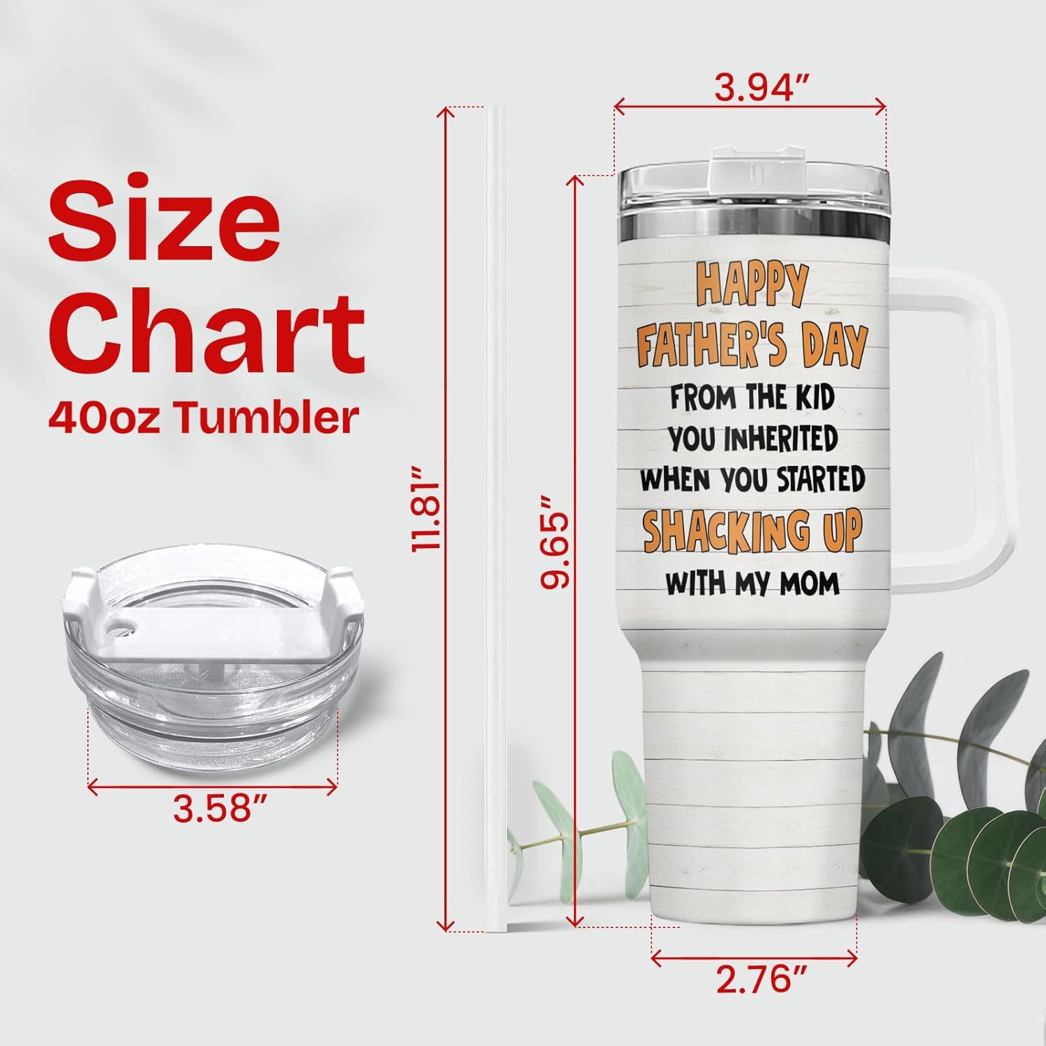 34HD Funny Step Dad Mug – 40oz Stainless Steel Tumbler with Lid, Handle & Straw | Birthday Gift for Stepdad from Kids | Hot & Cold Insulated Travel Cup for Men - Image 2