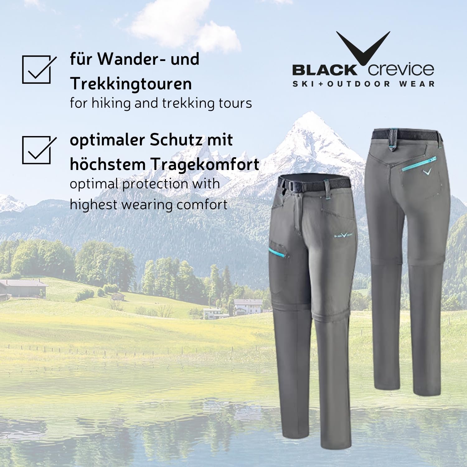 Black Crevice Damen Zip Off Leg Trekkinghose