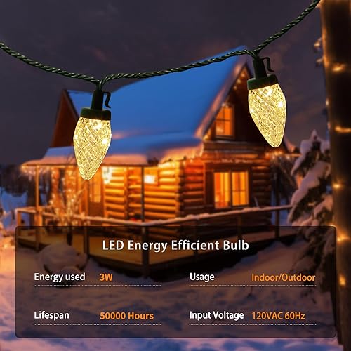 Miniatura 10 de SURAIELEC Luces de camino de Navidad C9, luz de Navidad para exteriores de 25 pies con 25 estacas, 25 bombillas LED multicolores, cadena de luces