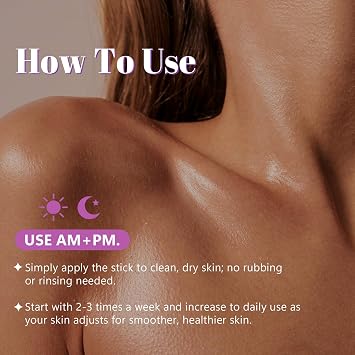 Glycolic Acid Exfoliating Body Stick 2.65Fl Oz Glycolic Acid Scrub Stick with 7% AHA & 0.5% BHA, Smooth Rough Skin, Solid Body Exfoliator for Arms, Legs, Back