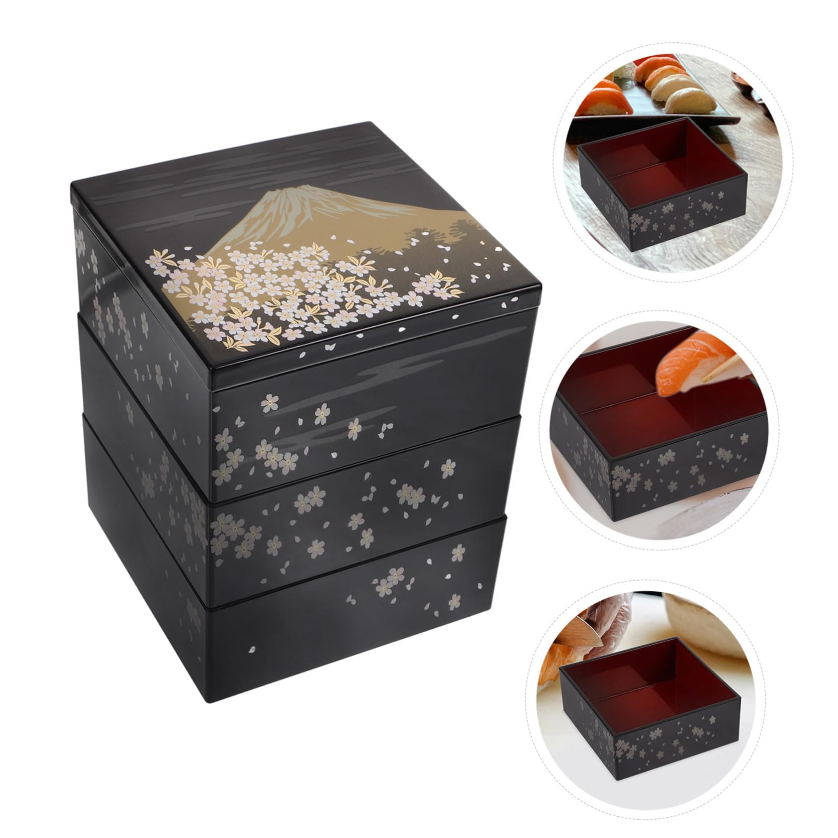 Amosfun 2 Piezas caja de sushi bento japones caja de merienda envases de snack para adultos bandeja de sushi japonés contenedor de almuerzo lindas cajas de sushi el plastico