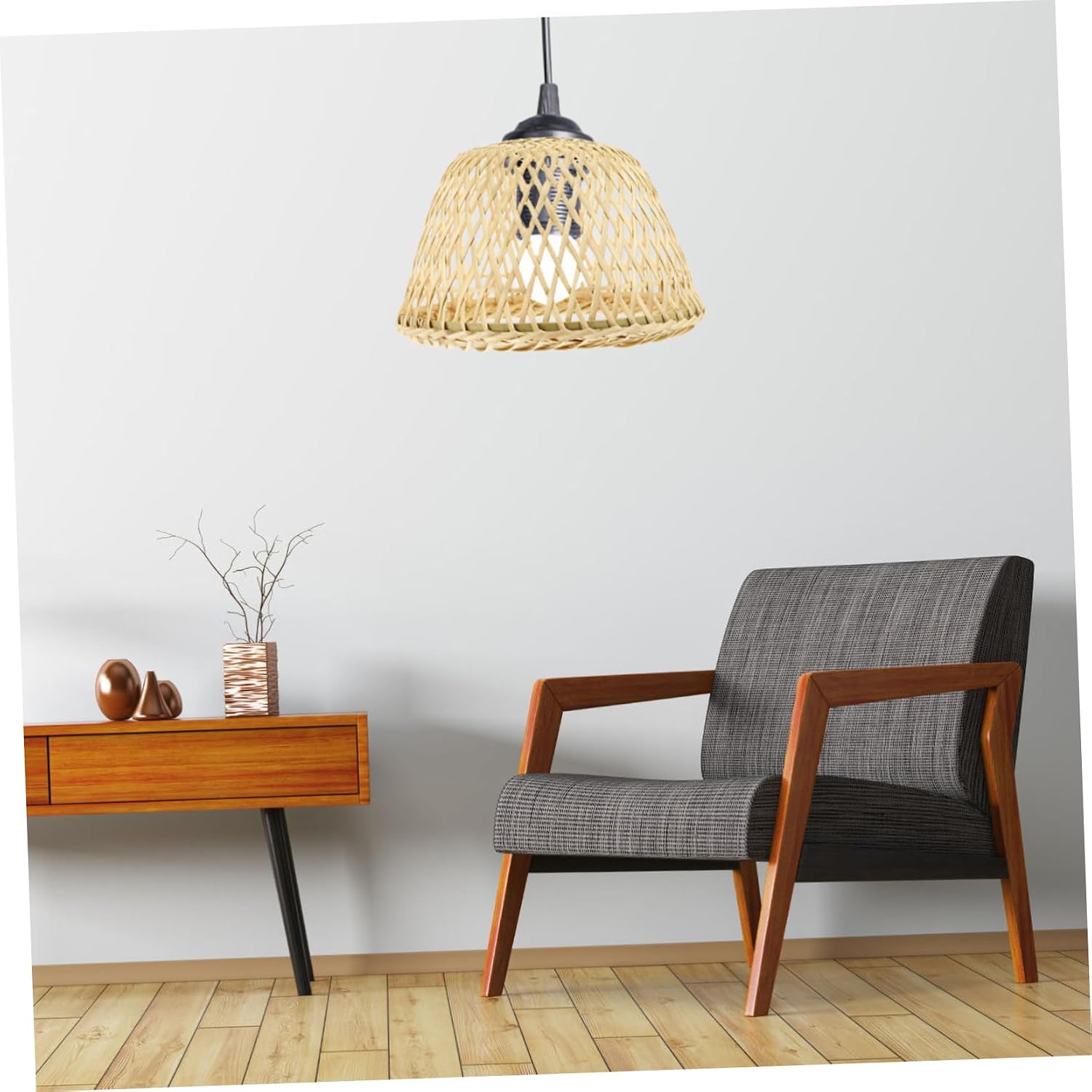 Retro Bamboo Woven Lamp Shade Cover Handcrafted Ceiling Decor for Home Hotel and Restaurant Rustic Style Lighting Accessory for Warm Atmosphere