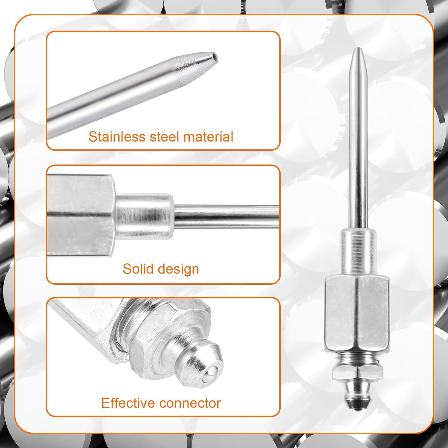lasuroa 7pcs Grease Gun Accessory Kit, Comprise 2 Grease Nozzle, 1 Needle Tip Dispenser, Rubber Joint Fitting, Straight Nozzle, Elbow Adapter Slotted Coupler Attachments Accessories, for Small Spaces