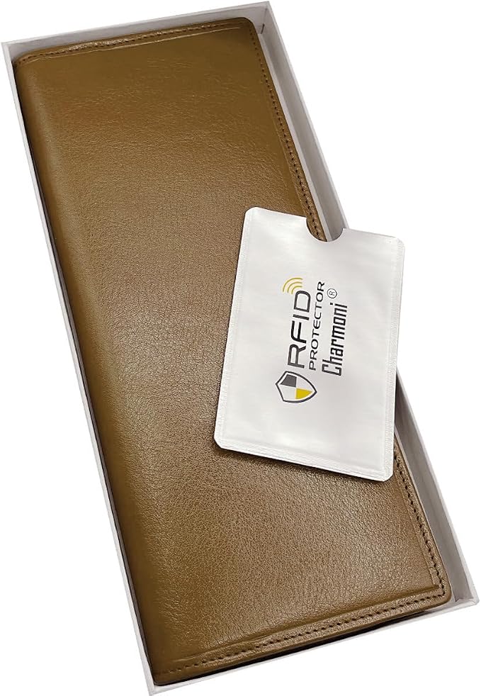 Portefeuille Chéquier Talon Haut Homme/Femme – Cuir Vachette Véritable Anti-RFID Charmoni Noir