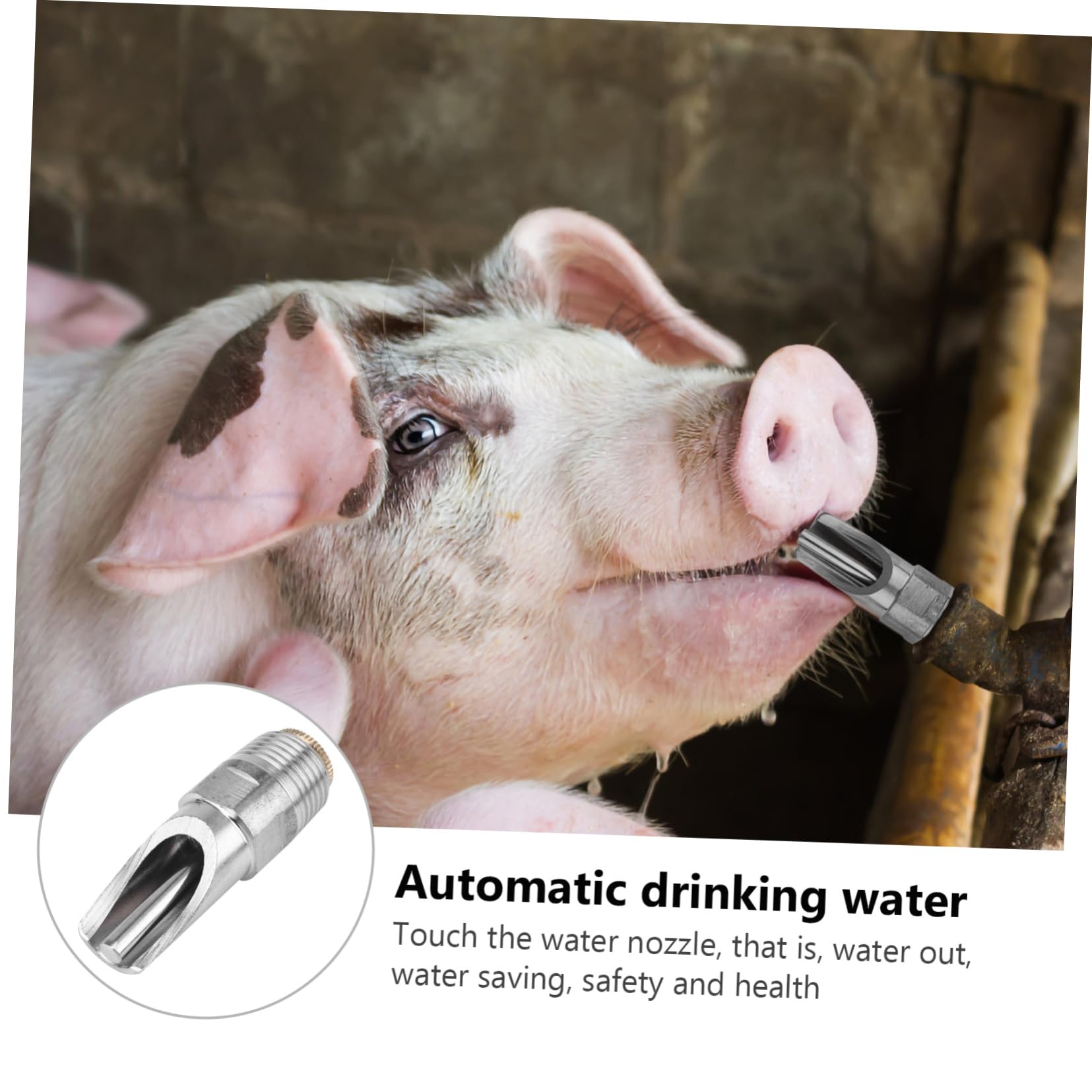 10 Stück Schweine Trinknippel aus Edelstahl Auslaufsicher mit Längerer Lebensdauer Silberfarbene Automatische Schweinetränke für Sauen und Ferkel