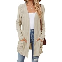 Womens Lightweight Cardigan Open Front Long Sleeve Casual Knit Sweaters Coat Long Cardigan With Pockets
