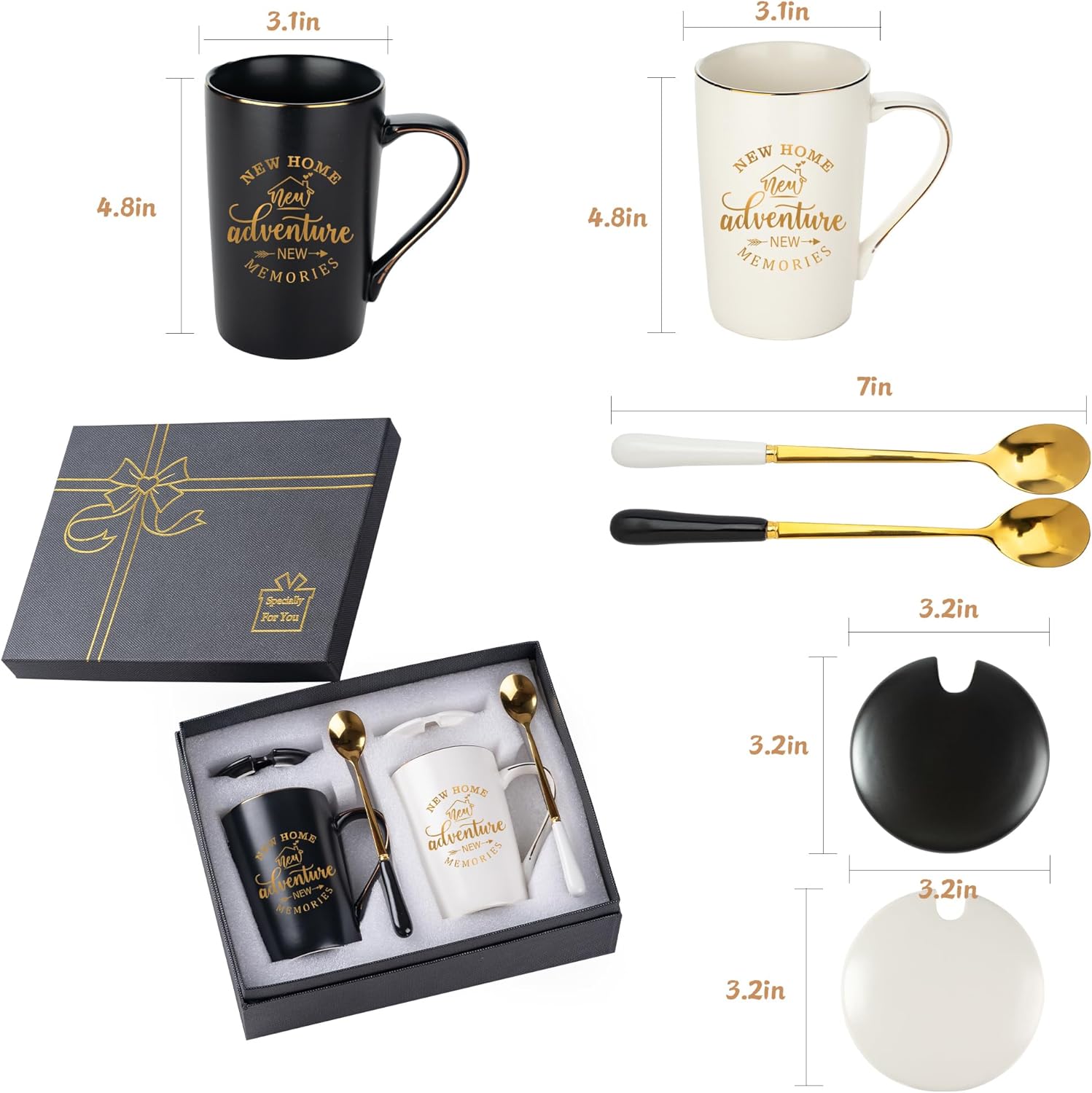 House Warming Gifts, Closing Gifts for Home Buyers, House Warming Gift for Women Men Couples Newlywed Friends, New Home New Adventure Coffee Mugs Set, 14 Oz - Image 6