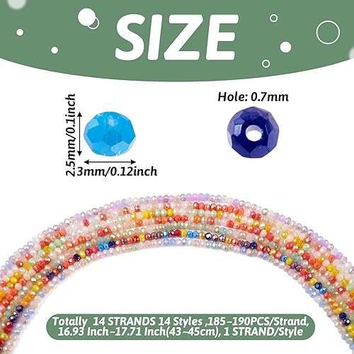 Miniatura 2 de Craftdady Acerca de 2590 cuentas de cristal facetado, 14 hebras de cuentas de cristal de color AB, cuentas redondas pequeñas galvanizadas pequeñas y