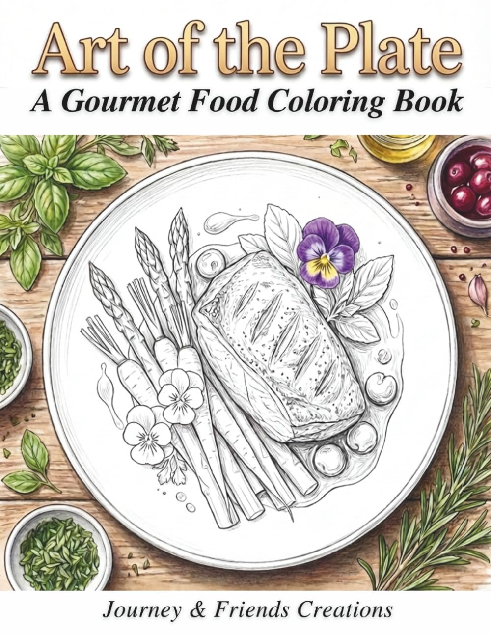 Art of the Plate - A Gourmet Food Coloring Book: Detailed Food Themed Adult Coloring Book, 40 Illustrations with Full-Color Reference Pages
