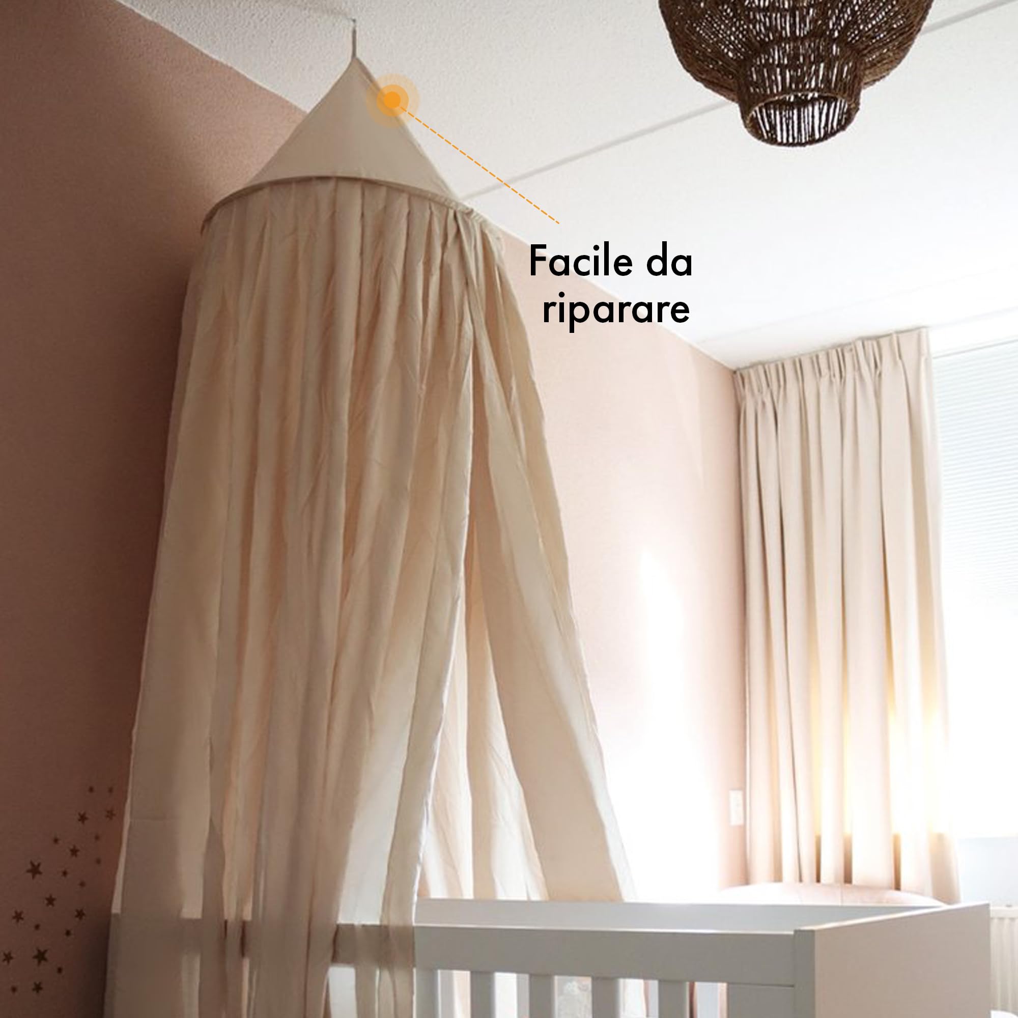 Deryan Baldacchino per cameretta dei bambini, 245 cm, in 5 colori, per bambini, per letto a baldacchino, per letto a baldacchino, per letto matrimoniale, canopy, Nougat