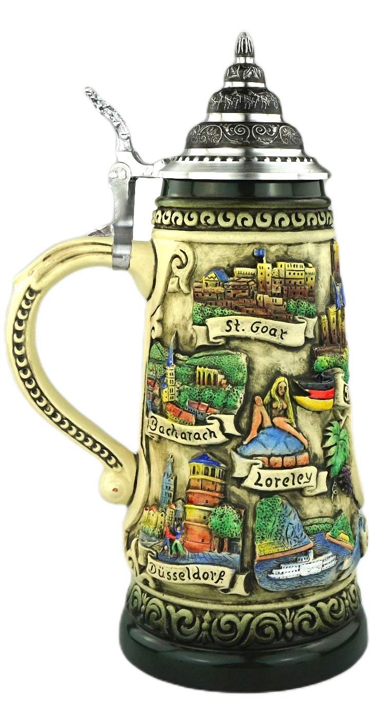 KING Bierkrug rustikaler Deutschland der Rhein Seidel 0,25 Liter Bierseidel