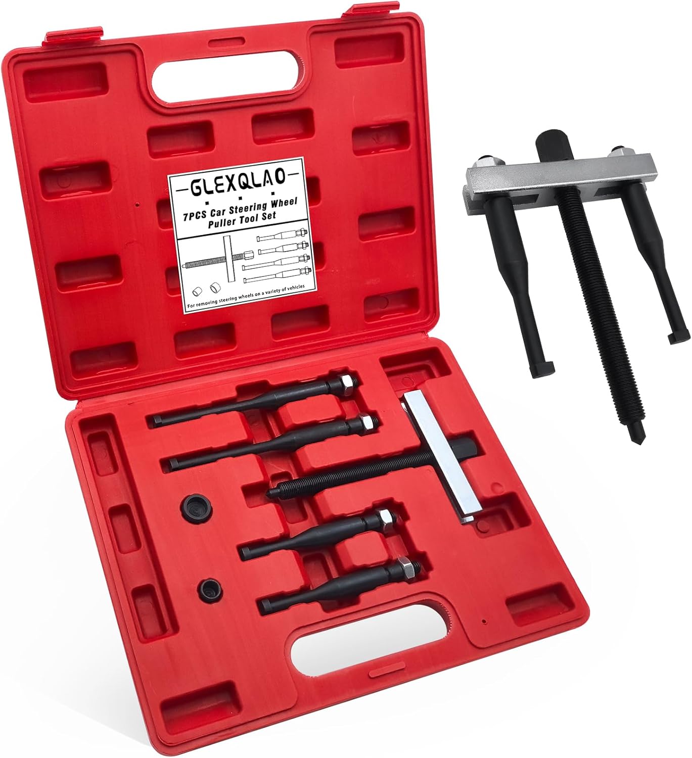 Steering Wheel Puller Set, Car Steering Wheel Removal Tool Kit for Different Vehicles, 1.5 to 3.3 Inch Adjustable Distance