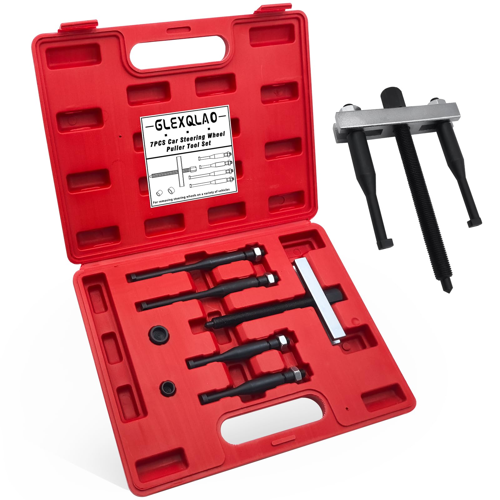 Juego de extractor de volante, kit de herramientas de extracción de volante de coche para diferentes vehículos, distancia ajustable de 1.5 a 3.3 pulgadas