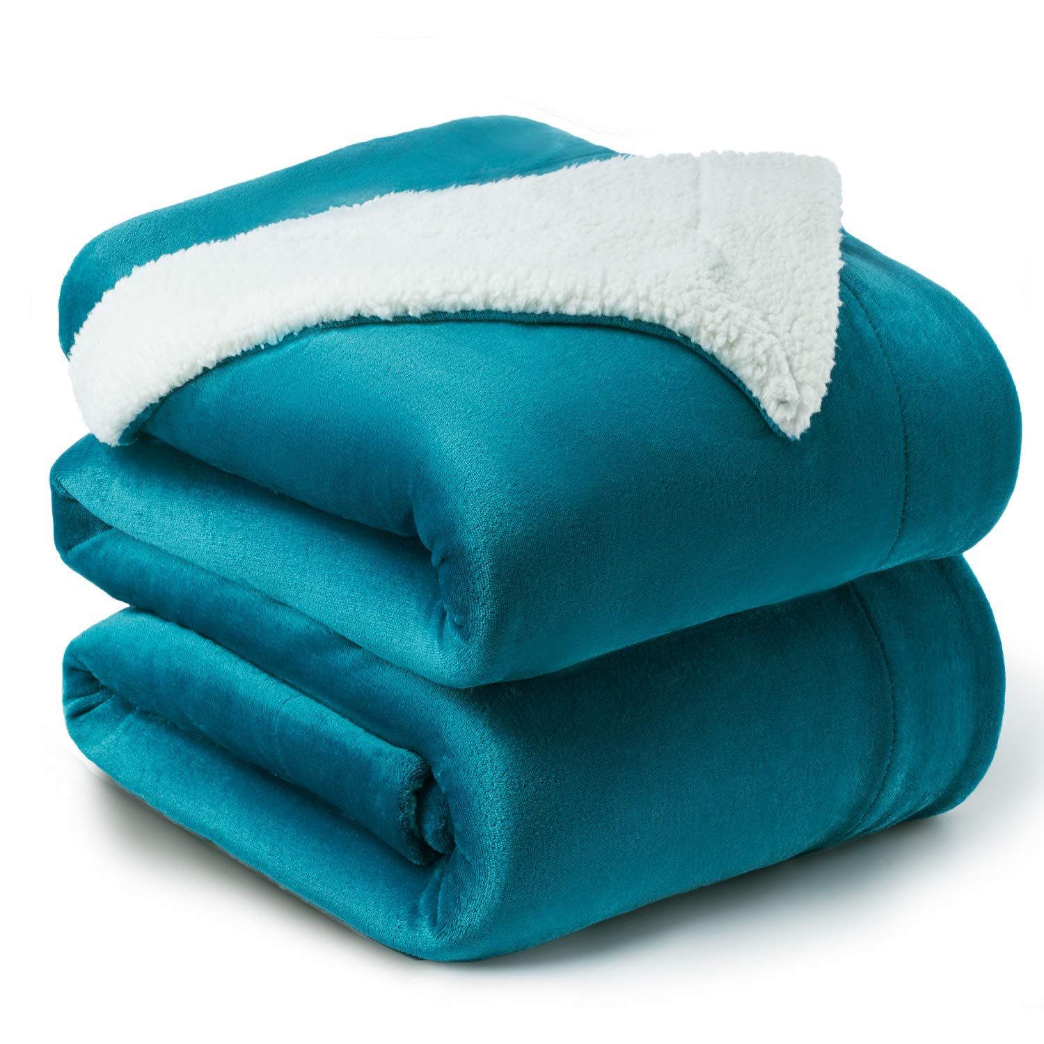 Soft & Warm Sherpa Fleece Blanket Reversible Microfibre for Bed Throw Sofa (Teal, Single (130x160cm))