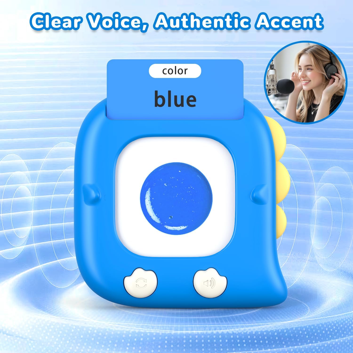 Kidzdo Dinosaur Talking Flash Cards with 254 Words, Easter Birthday Gifts for 2 3 4 5 6 Year Old Boys and Girls, Educational ABCs Learning Toys, Toddlers Pocket Speech Therapy Toys, Blue