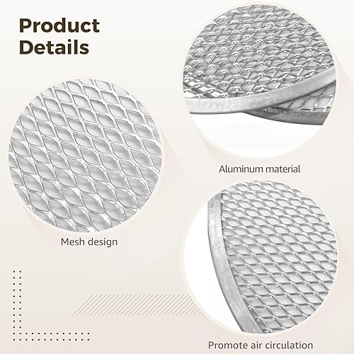 Miniatura 3 de Varku 6 bandejas de aluminio para pizza con agujeros, 12 pulgadas11.8 in, pantallas de malla para pizza para horno, sartén para pizza con