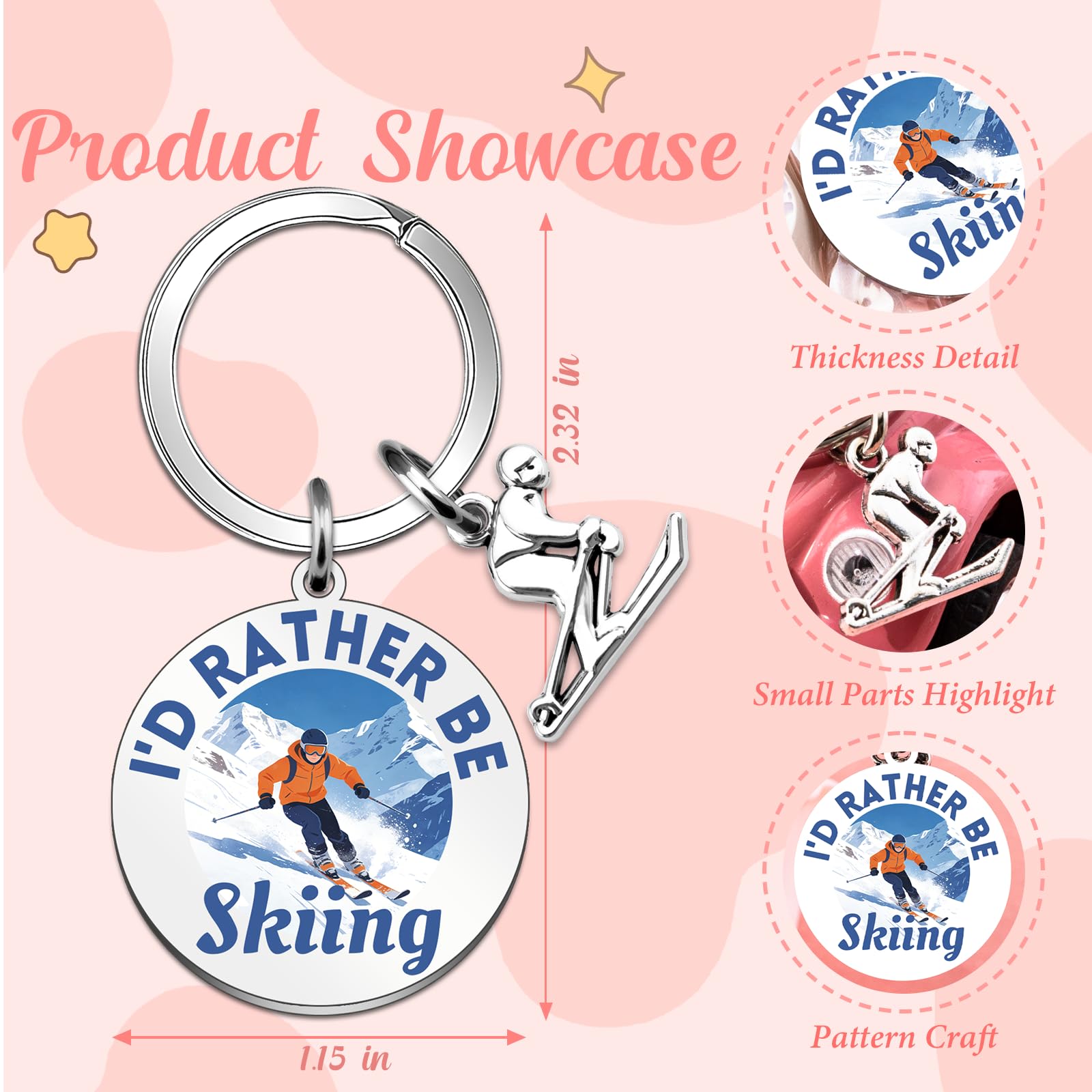 Ski Gifts for Men Women Skiing Accessories Keychain Snowboarding Gifts for Men Ski Gear Decor Birthday Christmas Gift for Skiers Skiing Stuff