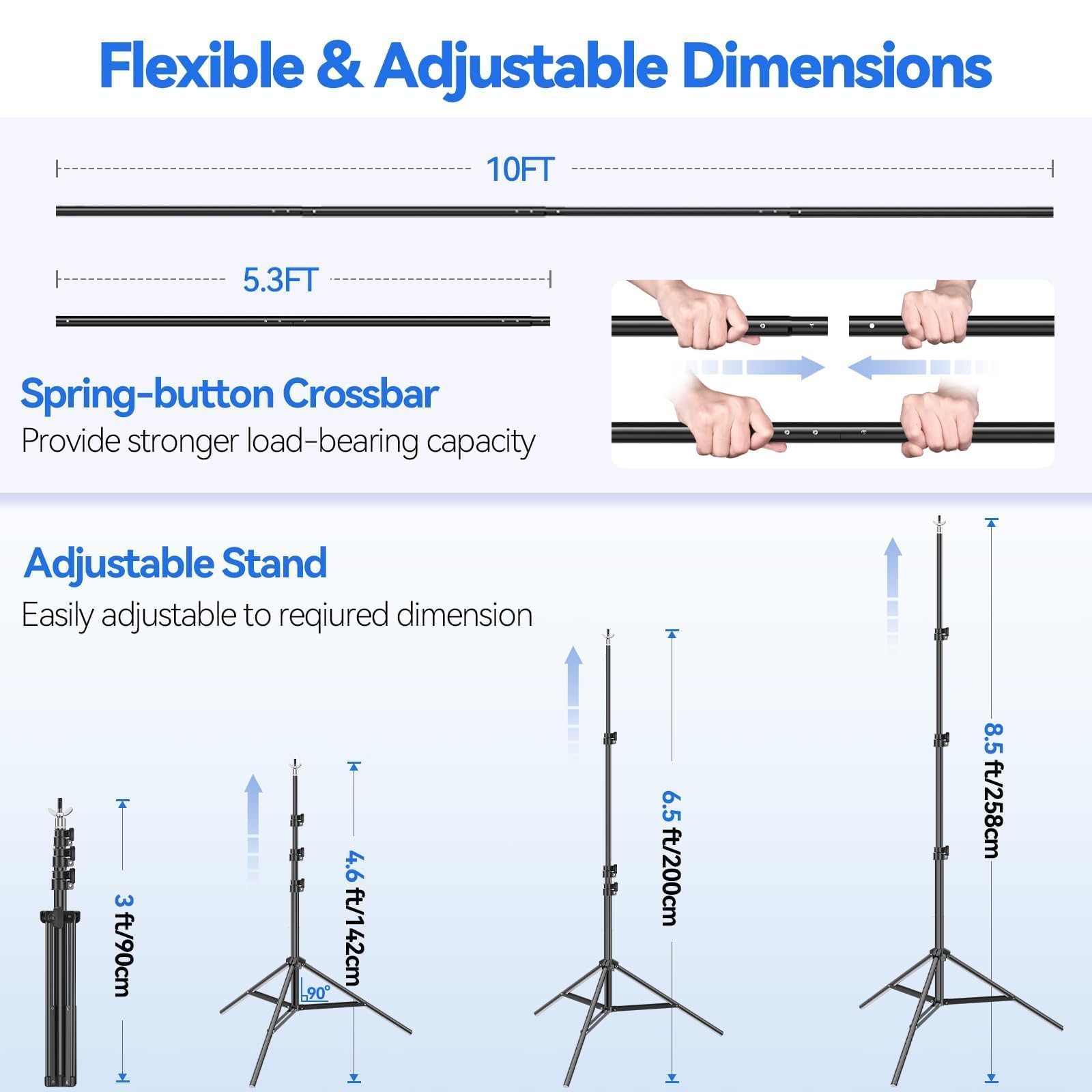 EMART Photo Video Studio 8.5 x 10ft Green Screen Backdrop Stand Kit, Photography Background Support System with 10 x12ft 100% Cotton Muslin Chromakey Curtain