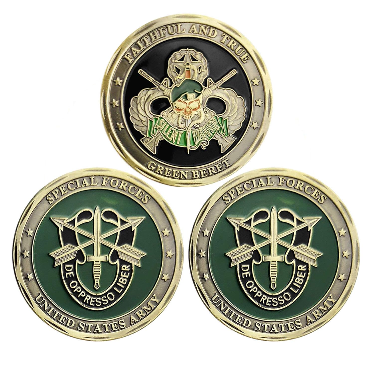 Lot de 3 pièces de monnaie de défi des forces spéciales de l'armée américaine
