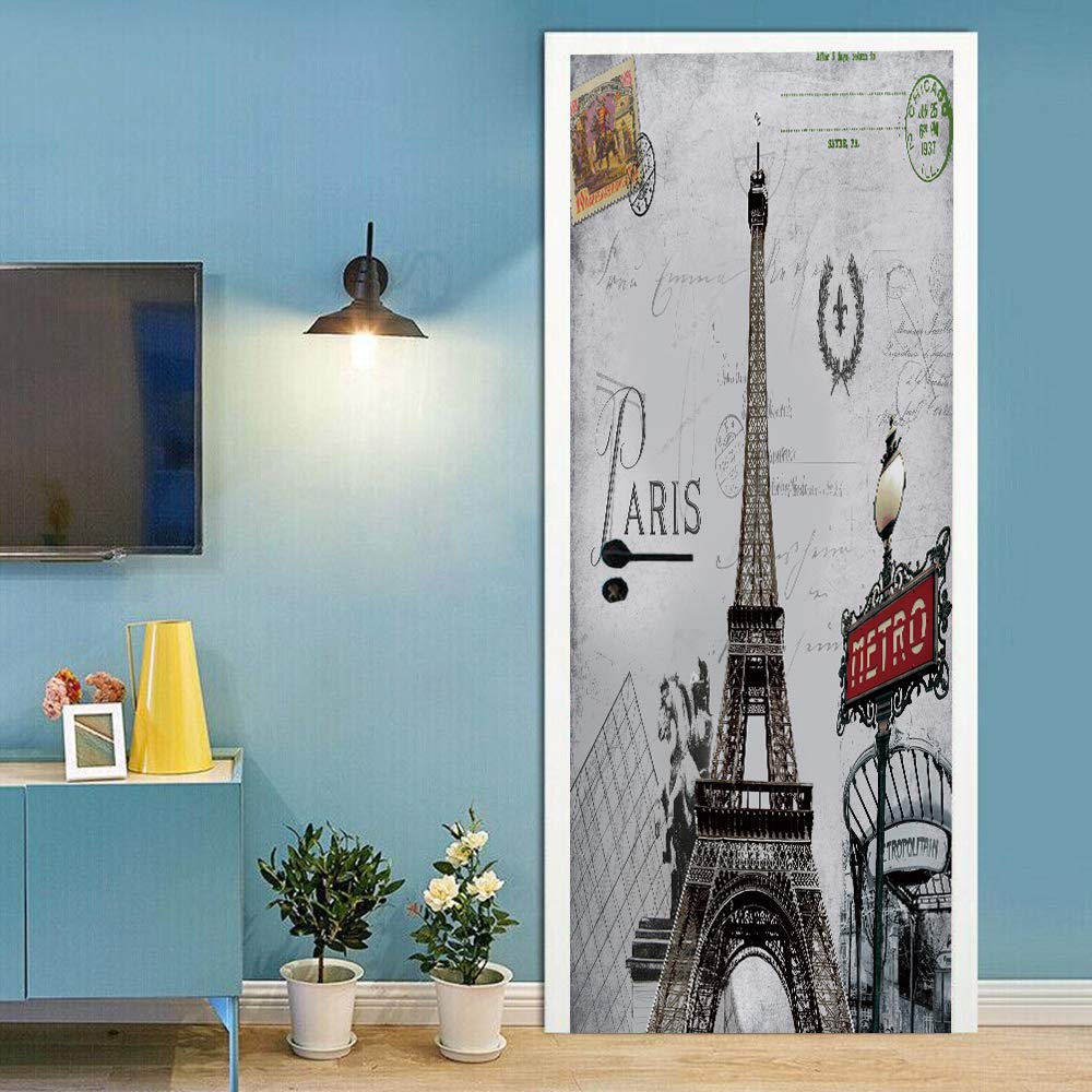 Papier peint de porte Tour Eiffel pour une déco de salon industrielle