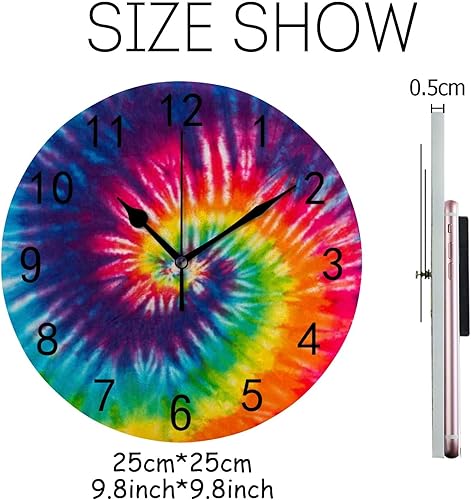 Miniatura 2 de Hapuxt Reloj de pared de cuarzo con diseño de remolino, funciona con pilas, silencioso, sin tictac, decoración de interiores, fácil de leer para el