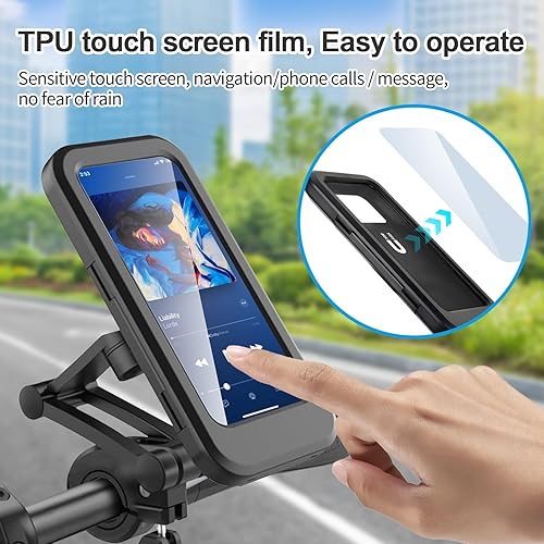 Miniatura 5 de Soporte de teléfono impermeable para bicicleta, soporte para teléfono de bicicleta con pantalla táctil, bolsa universal impermeable para teléfono