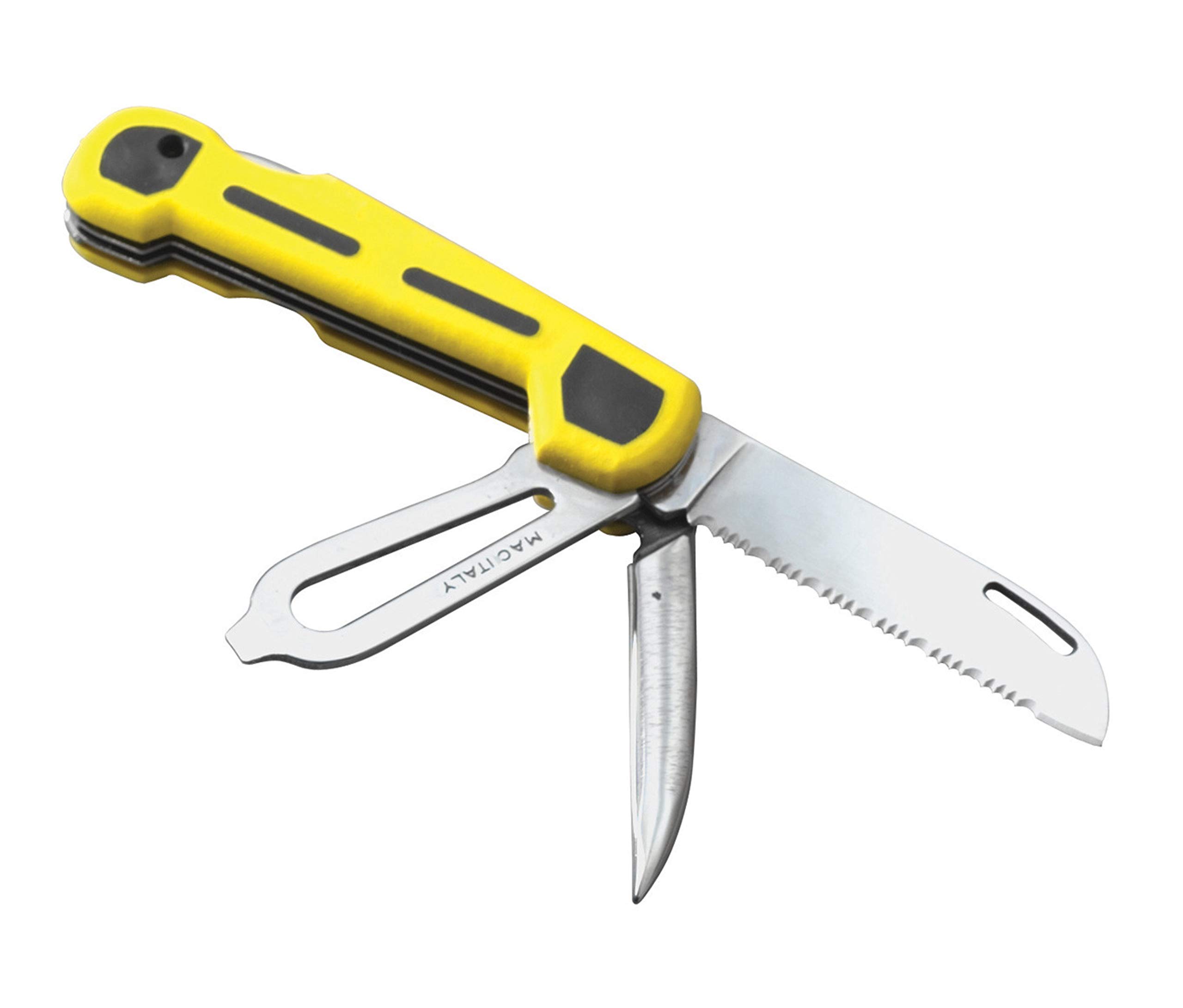 Coltello Nautico Skipper Nero/Giallo - Acciaio Inossidabile - PP con TPE - Multiuso - Outdoor
