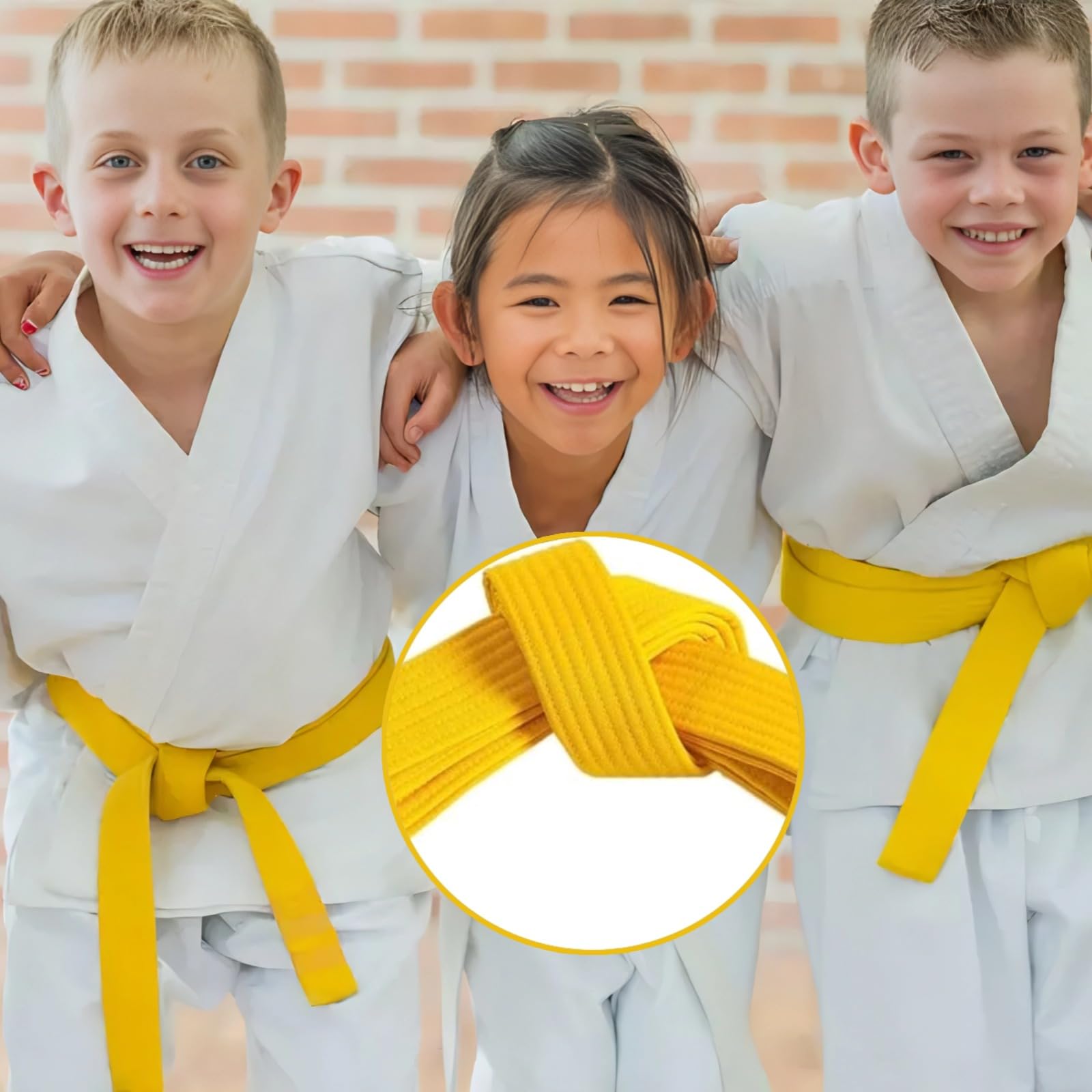 2 Pieza Cinturón Taekwondo Amarillo, Cinturón Profesional Taekwondo y Aikido, Cinturón de Taekwondo para Artes Marciales, Cinturón de Artes Marciales para niños Entrenamiento Deportivo