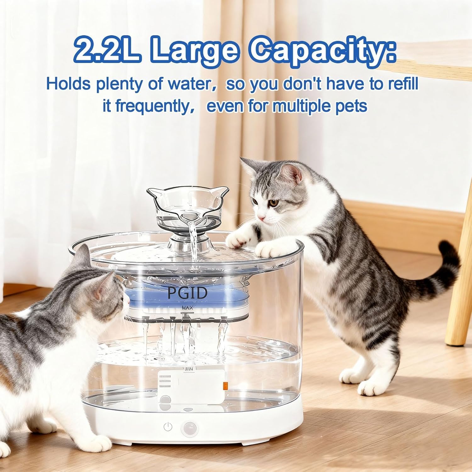 Automatic Cat Feeder with 2K Camrea+2.2L Battery Operated Wireless Cat Water Fountain Set，Timer Pet Feeder - Programmable Portion Control, 6 Daily Meals, 10s Voice Recorder