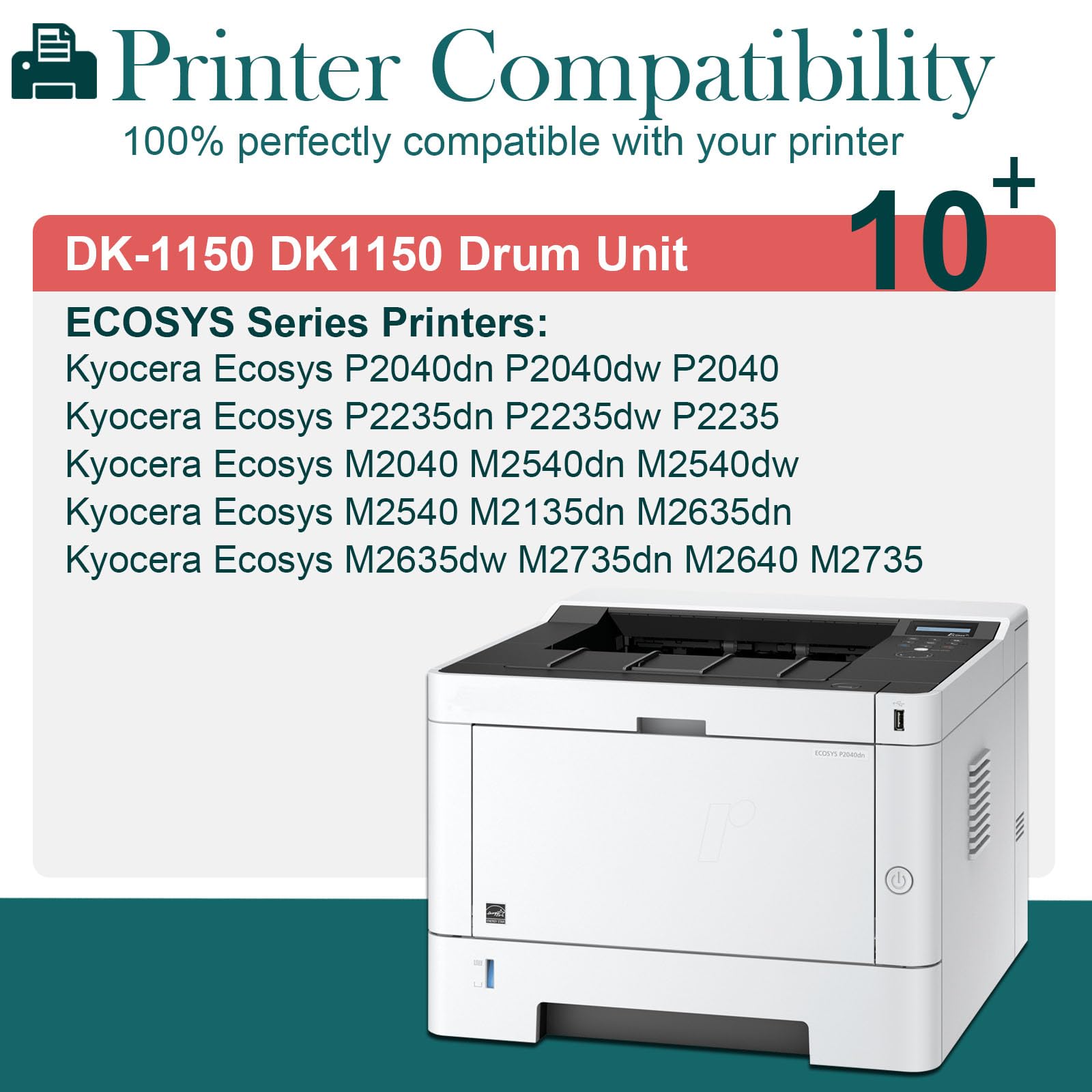 Tambor DK-1150 para Kyocera DK1150 para Ecosys P2040dn P2040dw P2235dn P2235dw M2540dn M2540dw M2135dn M2635dn M2635dw M2735dw n P233 5 unidades de tambor M2040 302RV93010