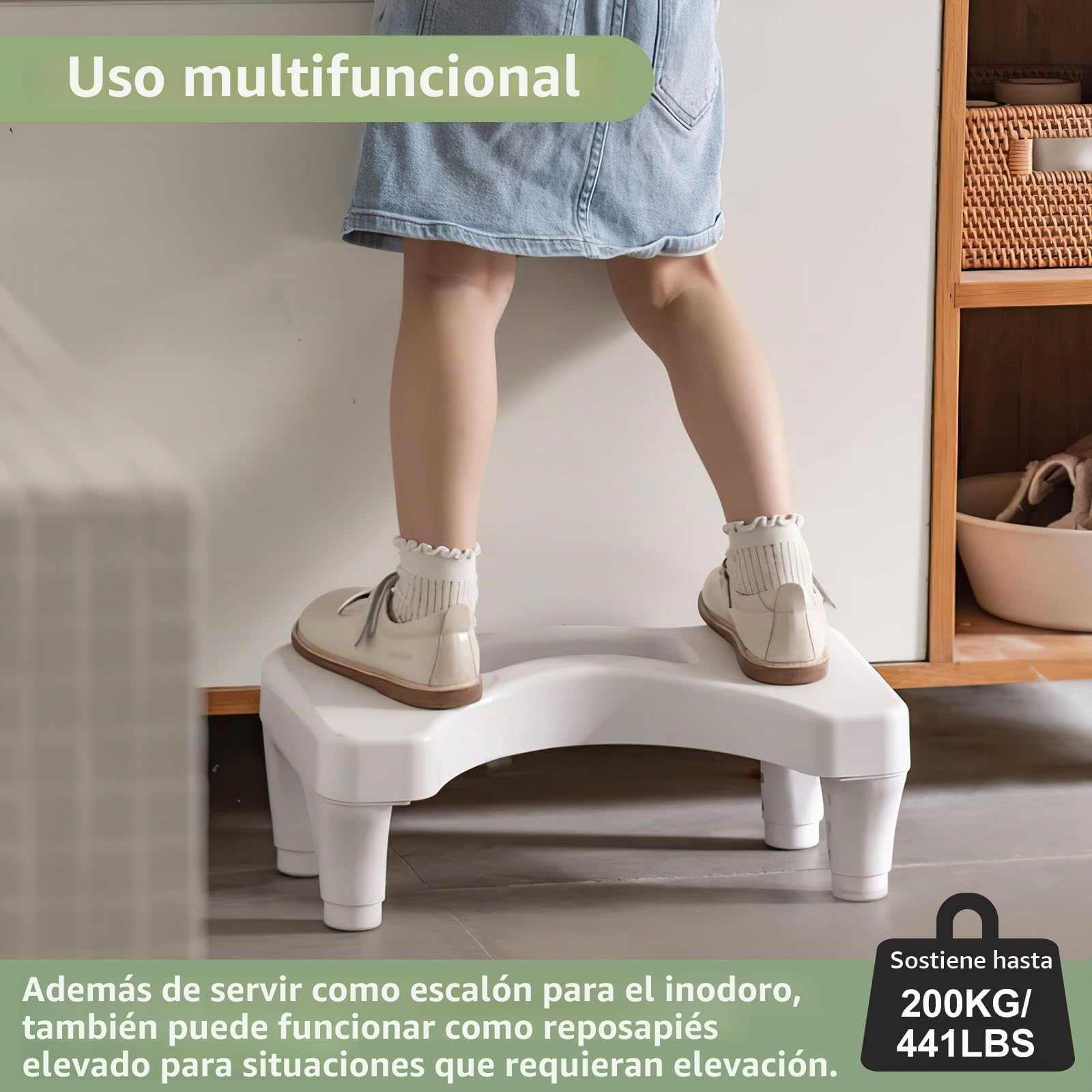 PAVSTINE Taburete Inodoro Regulable en Altura, Toilet Stool Ergonomico | Taburete Baño para Inodoro contra Hemorroides, Flatulencia, Estreñimiento, Poop Stool para Niños y Adultos, Blanco