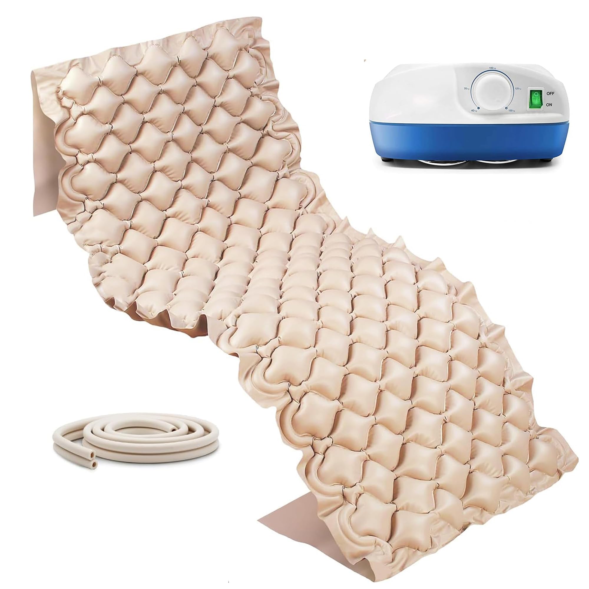 GOVITA - Colchón antiescaras de burbujas de aire con compresor ajustable de ciclo alterno GOMED MATRESS 130 celdas Capacidad 150 kg Super-silencioso Kit de reparación