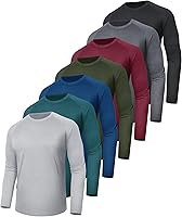 BOOJO 7 Pack Men's Long Sleeve Quick Dry UPF 50+ Sun Protection Shirts - Moisture Wicking for Fishing Gym Workout Hiking