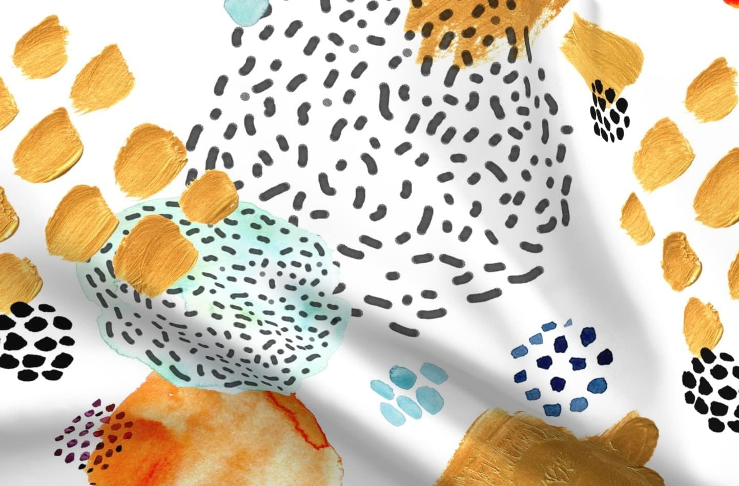 Spoonflower Fabric - Memphis Bright Watercolor Orange Turquoise Modern Geometric Abstract Printed on Upholstery Velvet Fabric Fat Quarter - Upholstery Home Decor Bottomweight Apparel