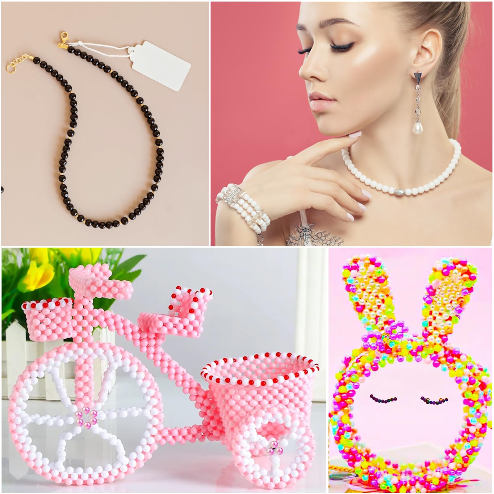 Cuentas para hacer joyas, cuentas para hacer pulseras, 500 cuentas multicolor de 0.315 pulgadas para pulseras de 0.315 pulgadas, cuentas acrílicas, cuentas de poni, cuentas sueltas, lindas cuentas
