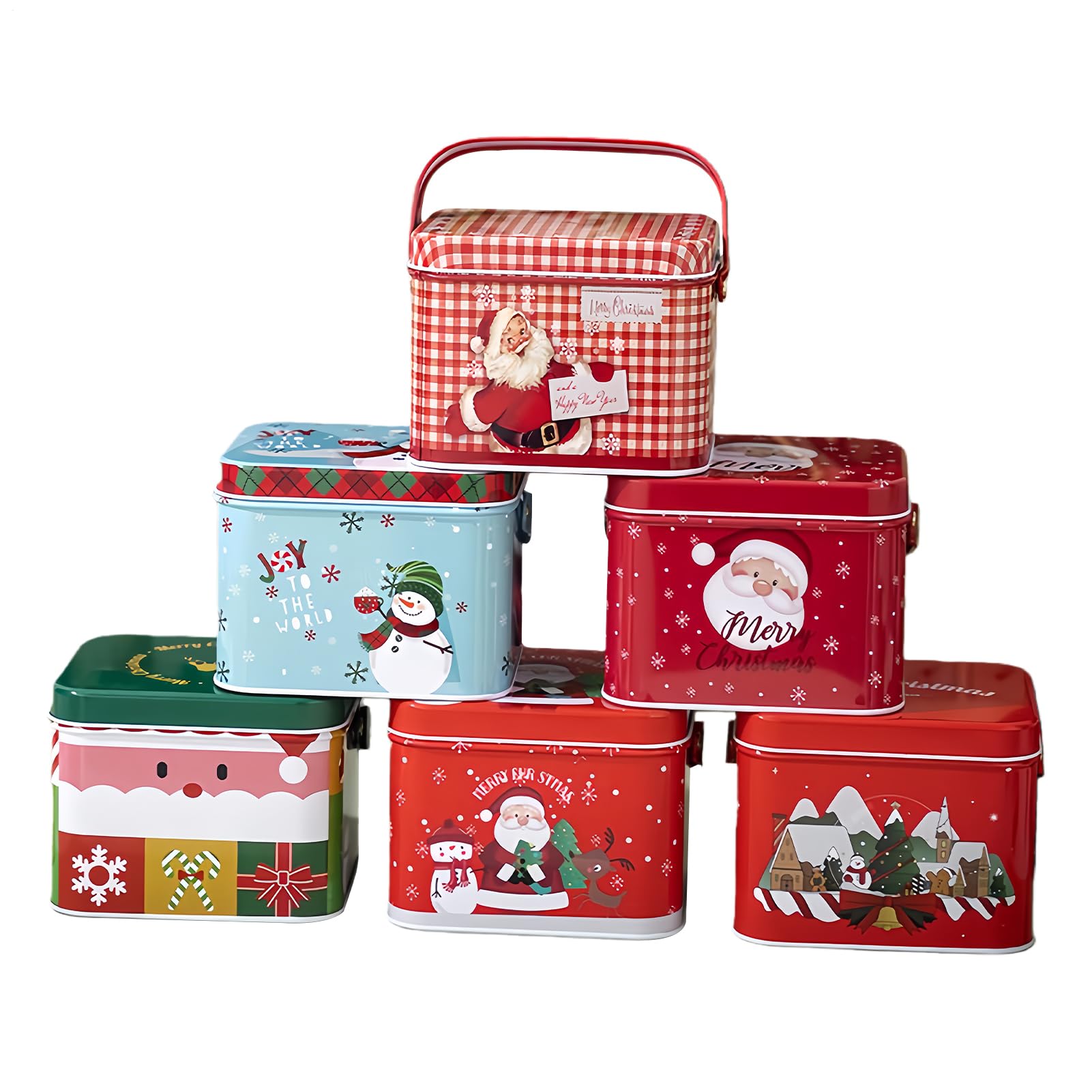 Lattine Biscotti Di Natale 6 Pezzi in Metallo per Natale Riutilizzabile | Contenitori Per Dolciumi In Lattine Festive per Bambini Famiglia Torta Spuntino Lavoretti Cioccolato Regalini per Feste Va