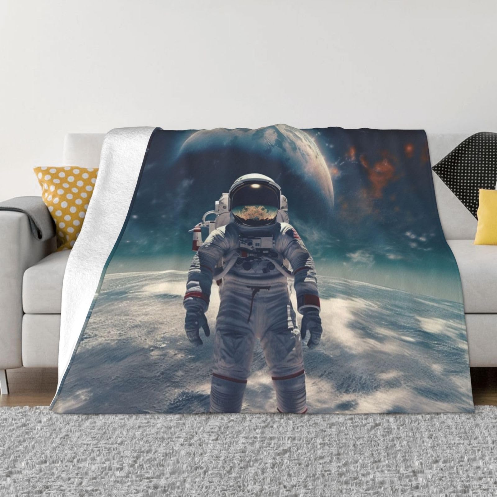 Couverture en micro polaire astronaute 203x152 cm jeté de lit chaud