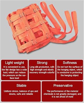 Heavy Duty Cargo Lifting Net Shelf Suspension Cargo Net, Elastic Cargo Net, Heavy Duty Sling Net, Flat Webbing Net Nylon sling nets(3 X 3M/Mesh 15cm/Load 2t)