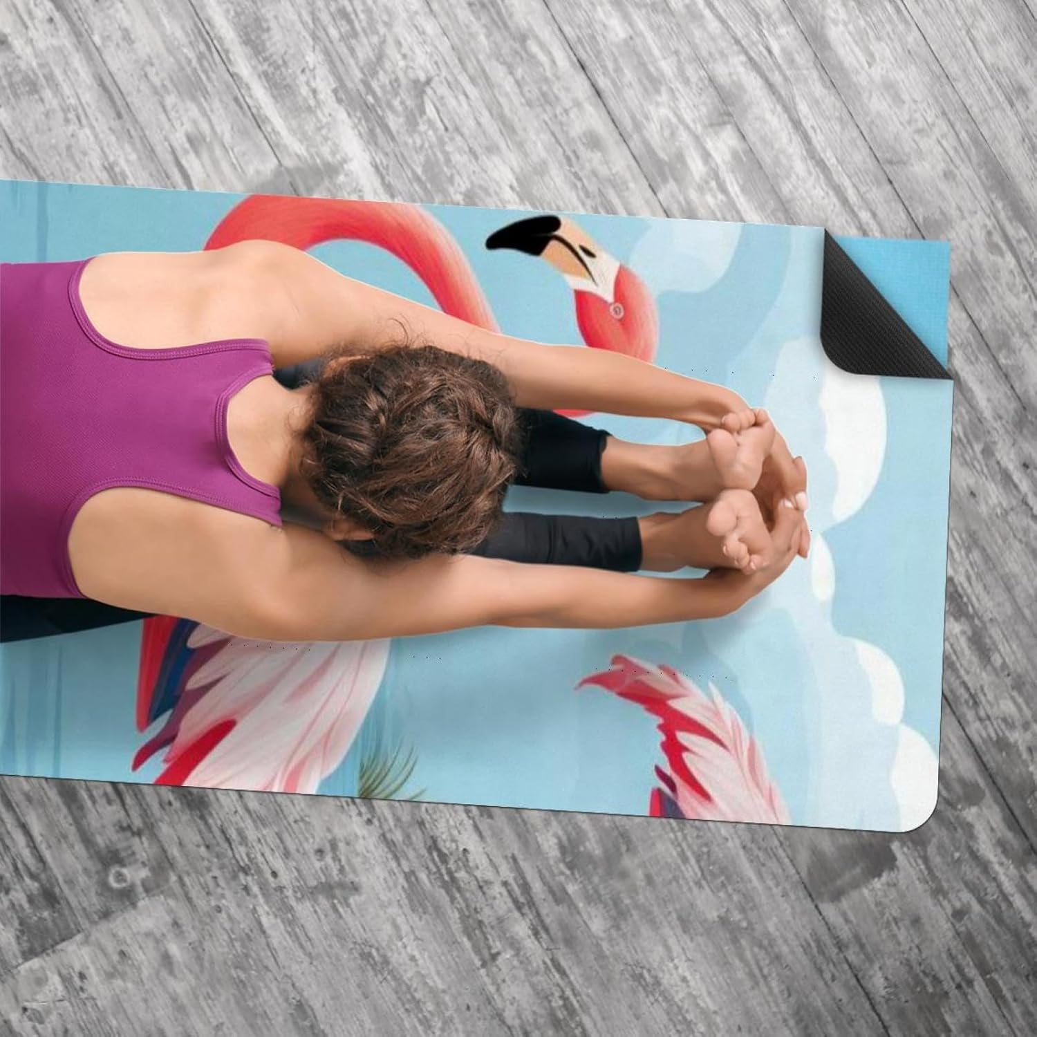 Yoga Towel, Tropical Flamingo Pattern Non Slip Sweat Absorbent Hot Yoga Mat Towel for Hot Yoga, Pilates and Fitness - 72.8" x 26.8"
