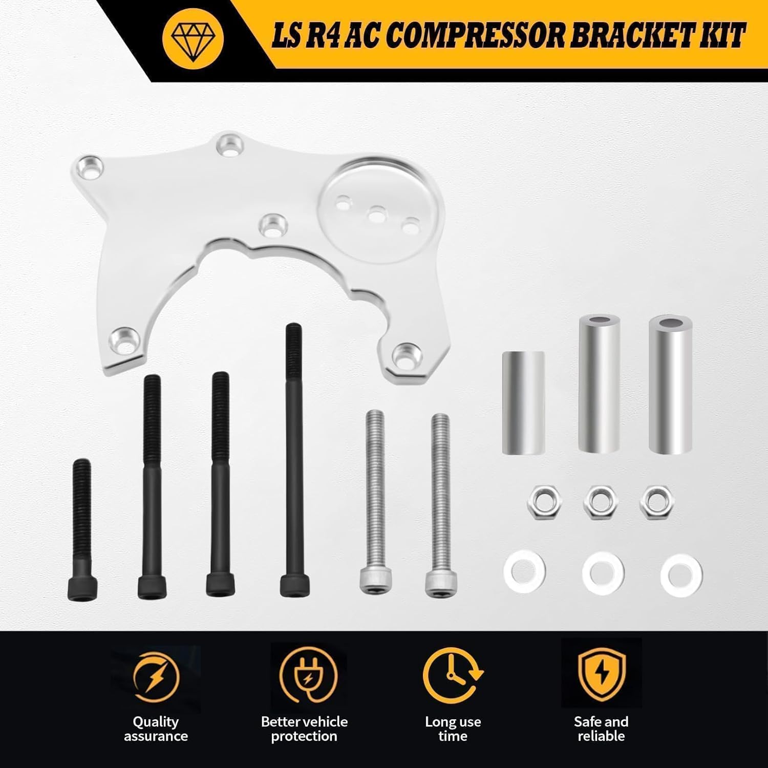 LS R4 AC Compressor Bracket Kit Compatible with LS LQ LS2 LS3 LS6 1999-2009 2010 2011 2012 2013 Vortec Truck