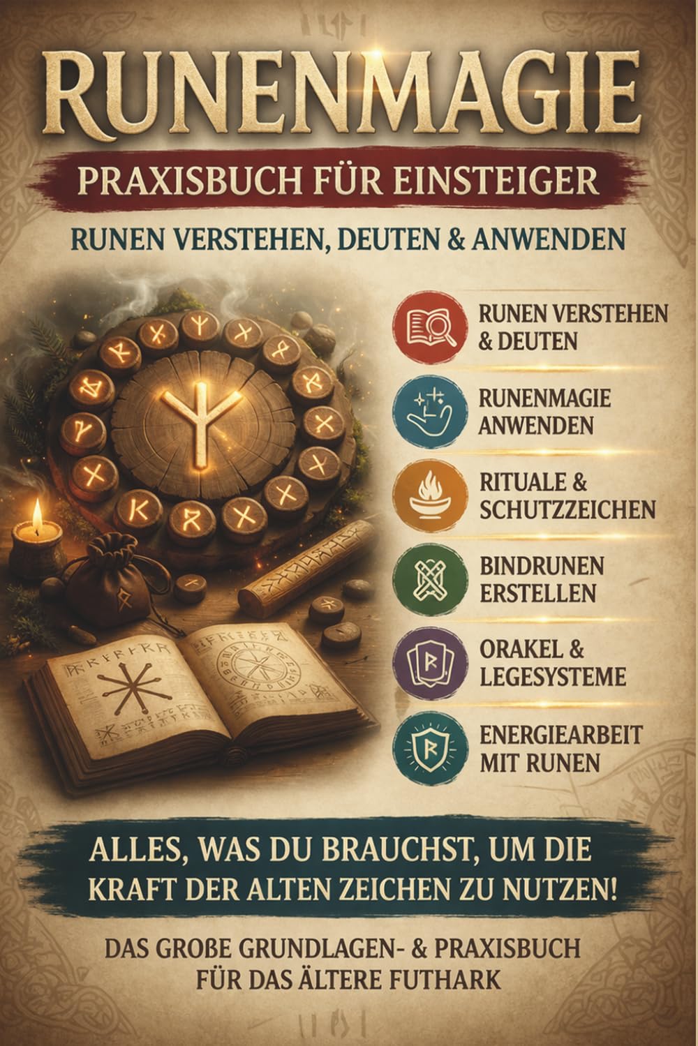 Runen für absolute Einsteiger Praxisbuch mit Runenmagie, Grundlagen des älteren Futhark (Original) Sofort im Alltag verwenden für Anfänger