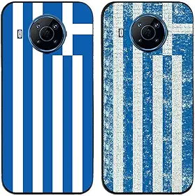 Capa para Nokia X10 / X20, retrô bandeira da Grécia impressa durável degradável gel de silicone capa traseira fina para celular, 2 peças/lote