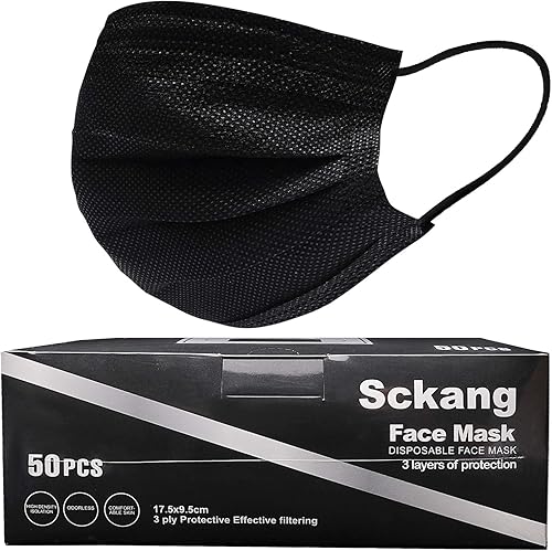 Miniatura 1 de sckang Disposable Face Mask Breathable Earloop Masks 50 Pcs Negro, gris, Gris 4 capas, Multicolor