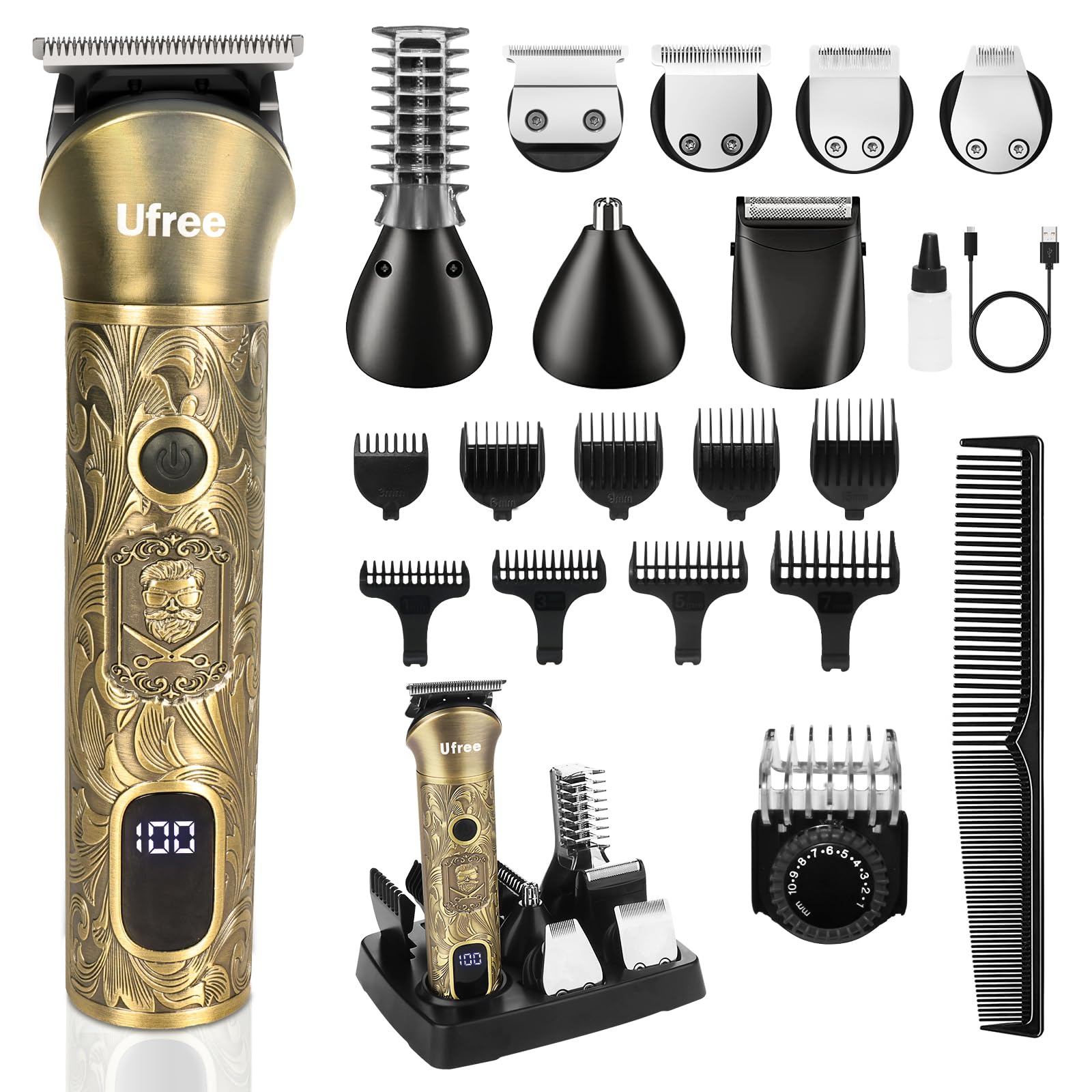 Ufree Professional Beard Trimmer for Men, Electric Shaver Razor, Men Gift