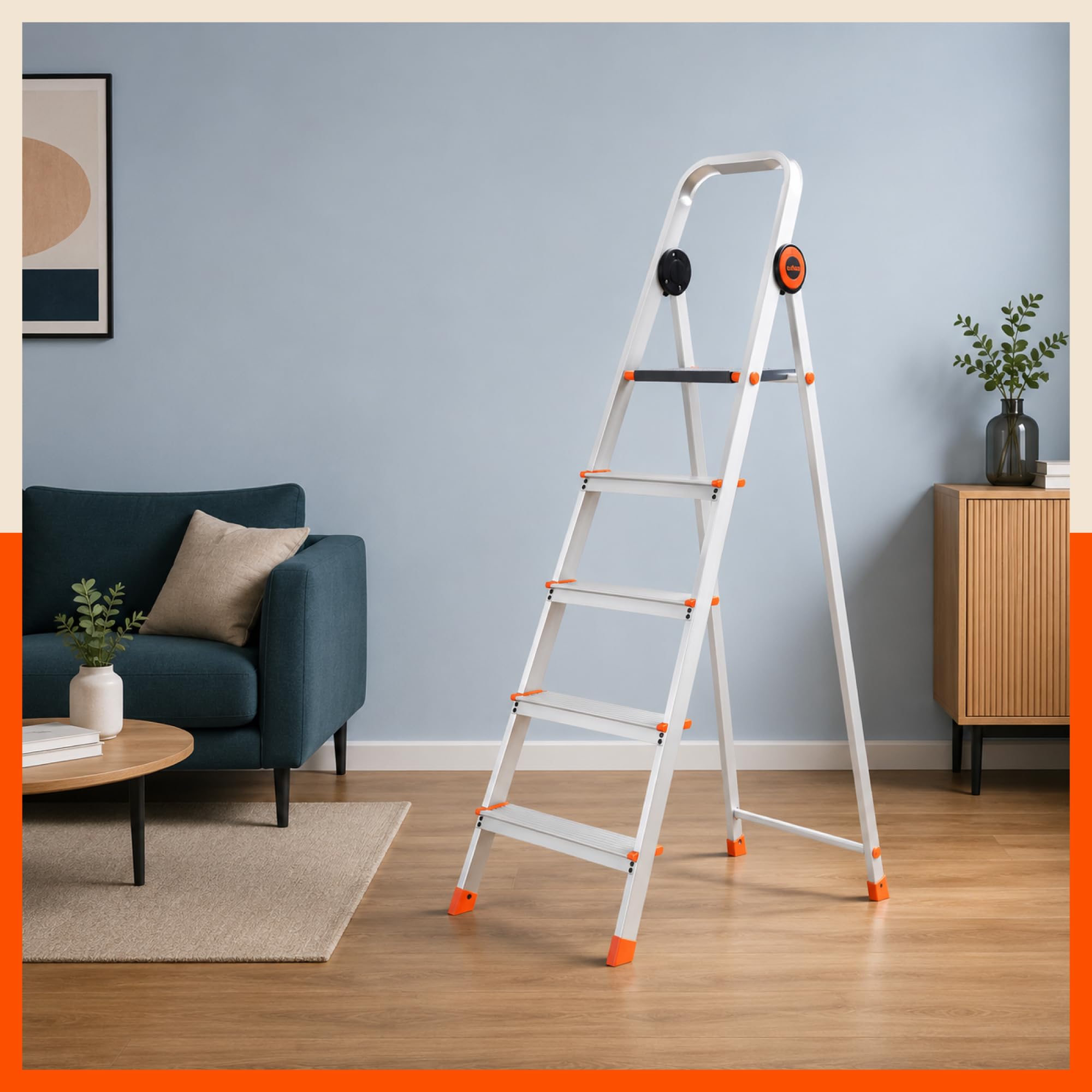 Bathla Advance 8-Step Aluminium Ladder | 150 Kg Load Capacity | Anti-Slip Steps | Sure-Hinge Technology | Home Use Step Ladder | 5 Year Warranty — Amazon image 12